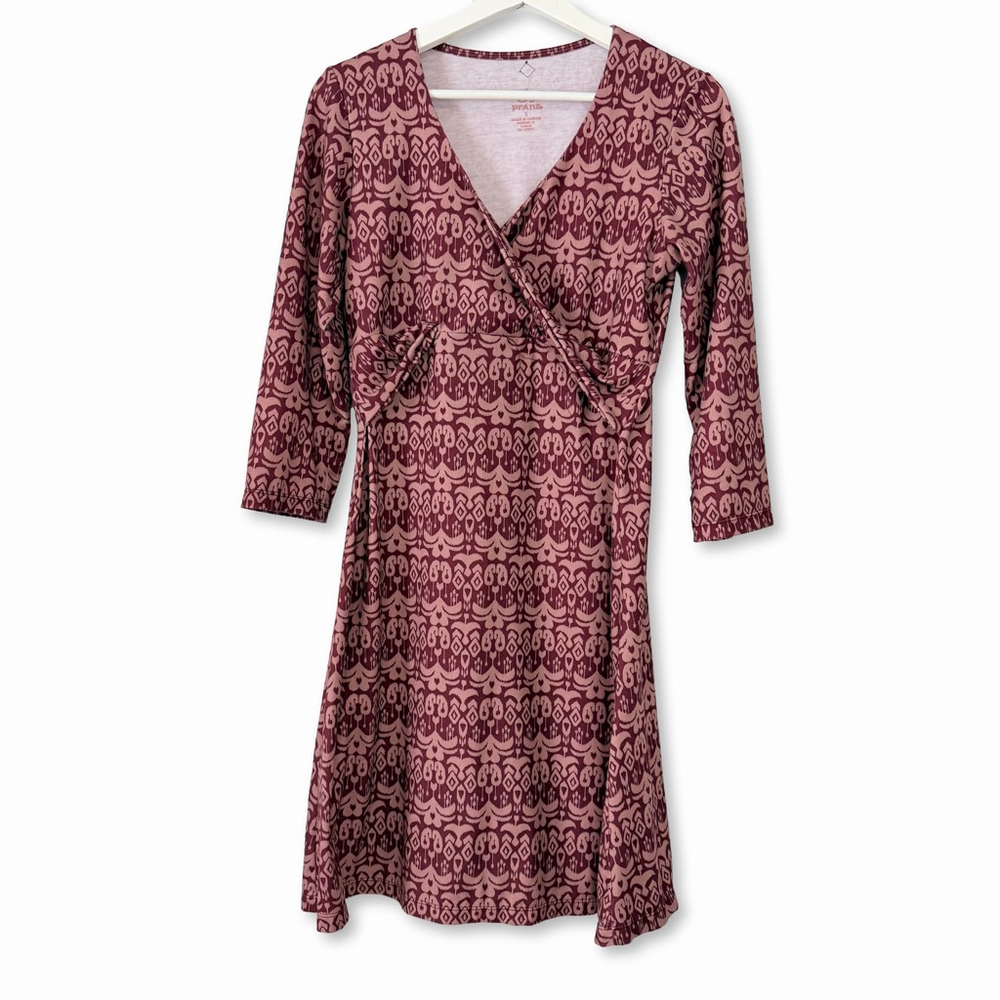 Prana Burgundy Ikat Dress Small